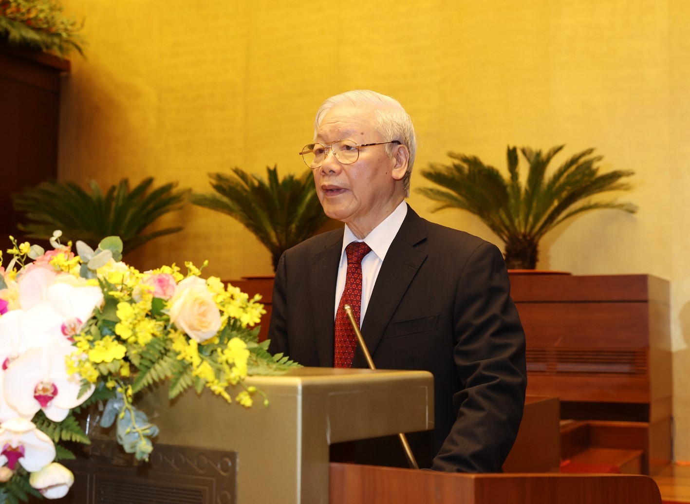 Tổng Bí thư Nguyễn Phú Trọng phát biểu tại hội nghị _Ảnh: TTXVN